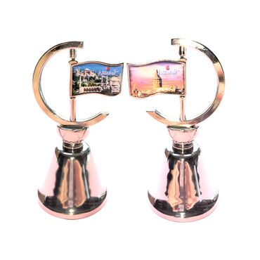 Istanbul Themed Collectible Souvenir Double Side Metal Spinner Flag Bell 44x96 mm - Thumbnail