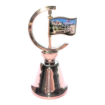 Istanbul Themed Collectible Souvenir Double Side Metal Spinner Flag Bell 44x96 mm - Thumbnail