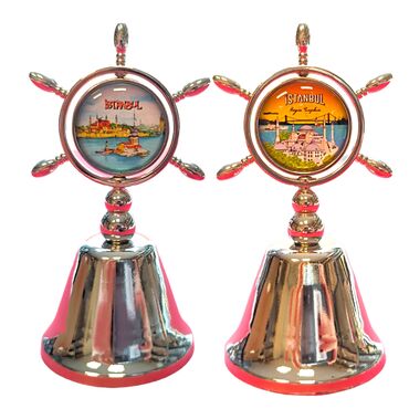 Istanbul Themed Collectible Souvenir Double Side Metal Spinner Rudder Bell 44x92 mm - Thumbnail