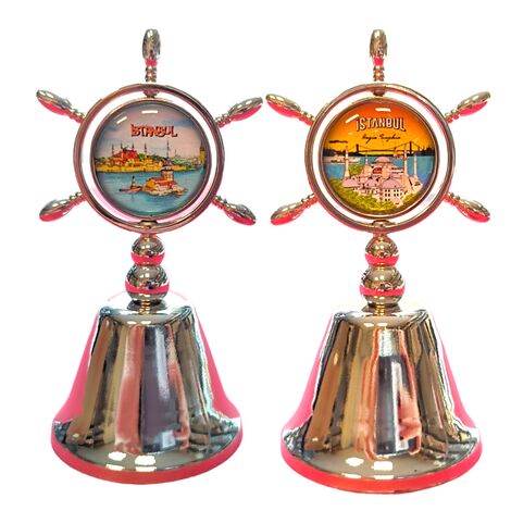 Istanbul Themed Collectible Souvenir Double Side Metal Spinner Rudder Bell 44x92 mm - 1