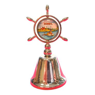 Istanbul Themed Collectible Souvenir Double Side Metal Spinner Rudder Bell 44x92 mm - Thumbnail