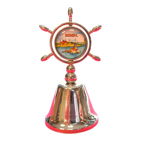 Istanbul Themed Collectible Souvenir Double Side Metal Spinner Rudder Bell 44x92 mm