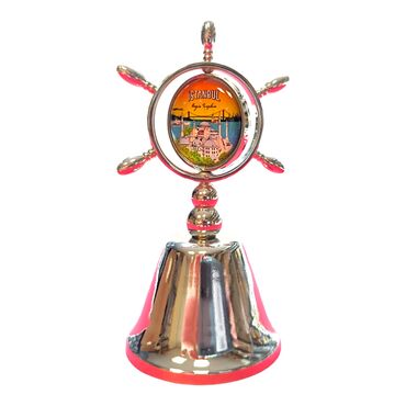 Istanbul Themed Collectible Souvenir Double Side Metal Spinner Rudder Bell 44x92 mm - 3