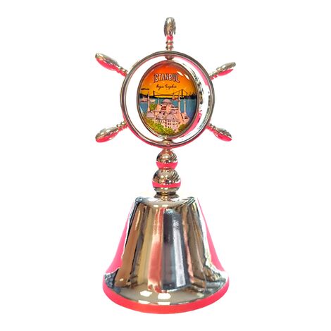 Istanbul Themed Collectible Souvenir Double Side Metal Spinner Rudder Bell 44x92 mm - 3