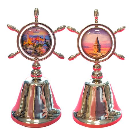 Istanbul Themed Collectible Souvenir Double Side Metal Spinner Rudder Bell 44x92 mm - 8