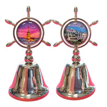 Istanbul Themed Collectible Souvenir Double Side Metal Spinner Rudder Bell 44x92 mm - 9