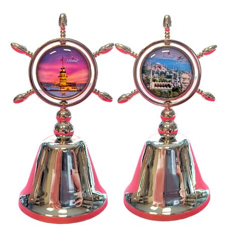 Istanbul Themed Collectible Souvenir Double Side Metal Spinner Rudder Bell 44x92 mm - 9