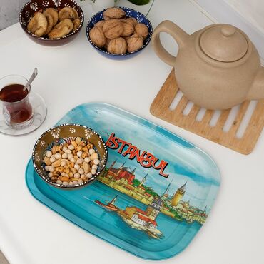 Istanbul Themed Custom Printed Metal Tin Tray - Thumbnail