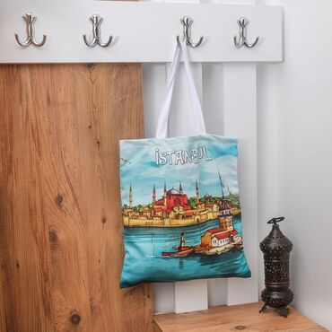 Istanbul Themed Customised Digital Double Side Printed Bag 420X380 Mm - Thumbnail