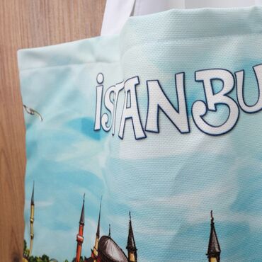 Istanbul Themed Customised Digital Double Side Printed Bag 420X380 Mm - Thumbnail