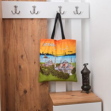 Istanbul Themed Customised Digital Double Side Printed Bag 420X380 Mm - Thumbnail