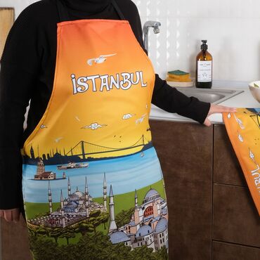 Istanbul Themed Customised Digital Printed Apron 600x800 mm - Thumbnail