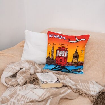 Istanbul Themed Customised Digital Printed Cushion 400x400 mm - Thumbnail