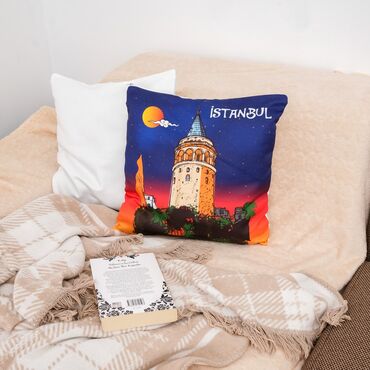 Istanbul Themed Customised Digital Printed Cushion 400x400 mm - Thumbnail