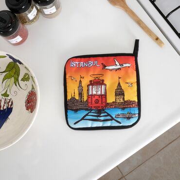 Istanbul Themed Customised Digital Printed Pot Holder 200x200 mm - Thumbnail