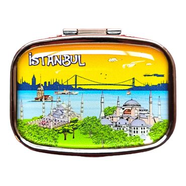 Istanbul Themed Customised Epoxy Rectangle Pill Box 57x45x15 mm - Thumbnail