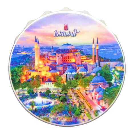 Istanbul Themed Customised UV Printed Bottle Cap Shaped Plastic Base Bottle Opener 58x15 mm