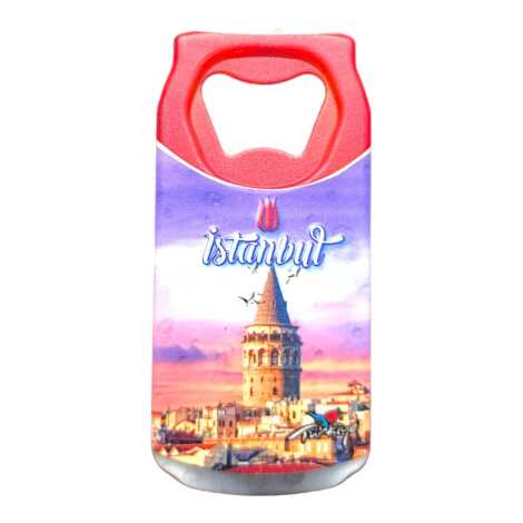 Istanbul Themed Customised UV Printed Coca Cola Bottle Shape Plastic Base Bottle Opener 43x80 mm - 24