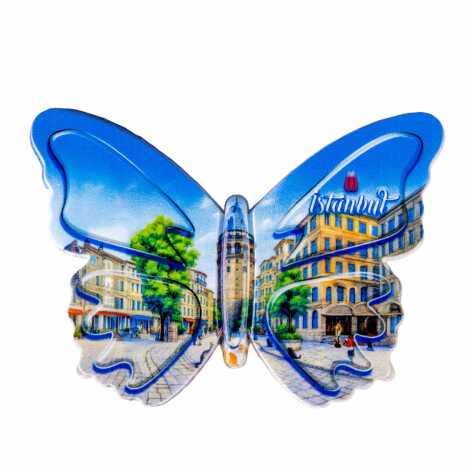 Istanbul Themed Customised UV Printed Plastic Base Butterfly Shaped Fridge Magnet 80x58 mm - 9