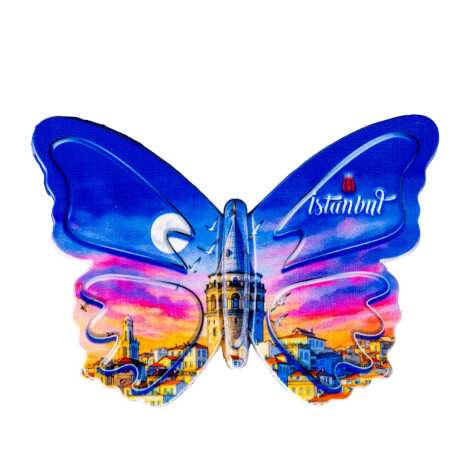Istanbul Themed Customised UV Printed Plastic Base Butterfly Shaped Fridge Magnet 80x58 mm - 7