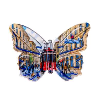 Istanbul Themed Customised UV Printed Plastic Base Butterfly Shaped Fridge Magnet 80x58 mm - 19
