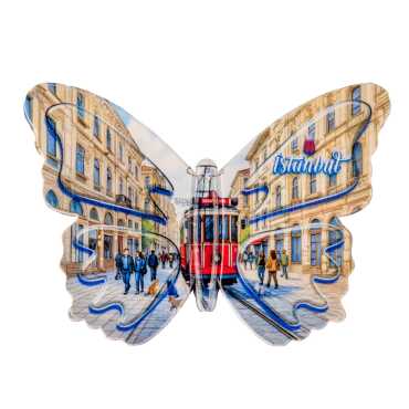Istanbul Themed Customised UV Printed Plastic Base Butterfly Shaped Fridge Magnet 80x58 mm - 21