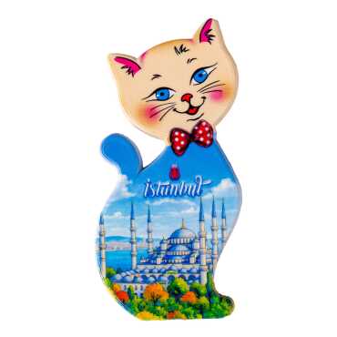 Istanbul Themed Customised UV Printed Plastic Base Cat Shaped Fridge Magnet 43x87 mm - 18