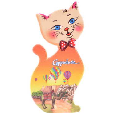 Istanbul Themed Customised UV Printed Plastic Base Cat Shaped Fridge Magnet 43x87 mm - Thumbnail