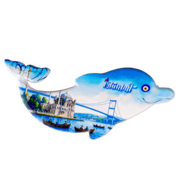 Istanbul Themed Customised UV Printed Plastic Base Dolphin Shaped Fridge Magnet 110x50 mm - 8