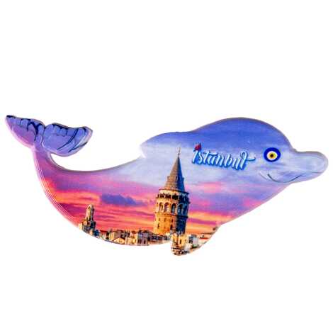 Istanbul Themed Customised UV Printed Plastic Base Dolphin Shaped Fridge Magnet 110x50 mm - 9