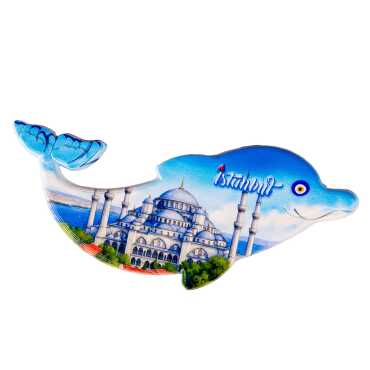 Istanbul Themed Customised UV Printed Plastic Base Dolphin Shaped Fridge Magnet 110x50 mm - 5