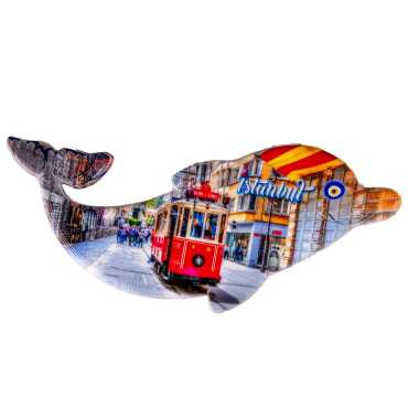 Istanbul Themed Customised UV Printed Plastic Base Dolphin Shaped Fridge Magnet 110x50 mm - 10