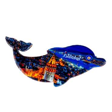 Istanbul Themed Customised UV Printed Plastic Base Dolphin Shaped Fridge Magnet 110x50 mm - 11