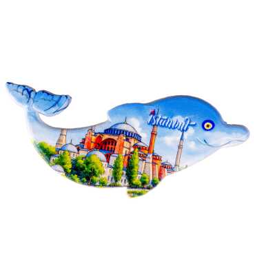 Istanbul Themed Customised UV Printed Plastic Base Dolphin Shaped Fridge Magnet 110x50 mm - 16