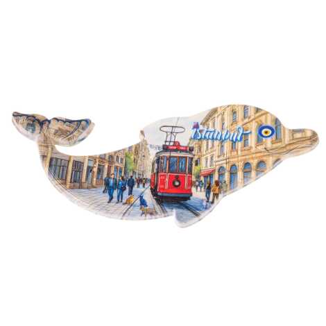 Istanbul Themed Customised UV Printed Plastic Base Dolphin Shaped Fridge Magnet 110x50 mm - 17