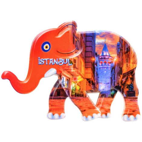 Istanbul Themed Customised UV Printed Plastic Base Elephant Shaped Fridge Magnet 86x62 mm - 4