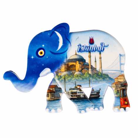 Istanbul Themed Customised UV Printed Plastic Base Elephant Shaped Fridge Magnet 86x62 mm - 4