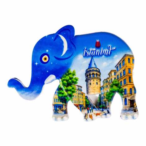 Istanbul Themed Customised UV Printed Plastic Base Elephant Shaped Fridge Magnet 86x62 mm - 7