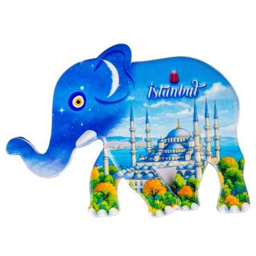 Istanbul Themed Customised UV Printed Plastic Base Elephant Shaped Fridge Magnet 86x62 mm - 5