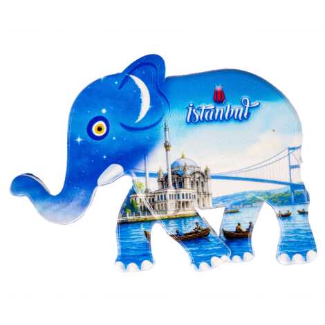 Istanbul Themed Customised UV Printed Plastic Base Elephant Shaped Fridge Magnet 86x62 mm - 10