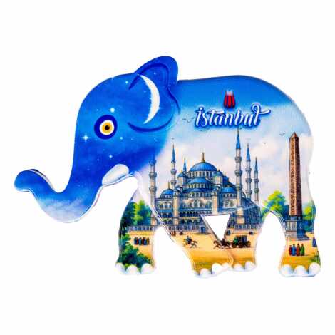 Istanbul Themed Customised UV Printed Plastic Base Elephant Shaped Fridge Magnet 86x62 mm - 11
