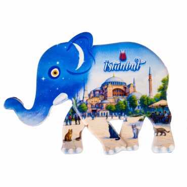 Istanbul Themed Customised UV Printed Plastic Base Elephant Shaped Fridge Magnet 86x62 mm - 12