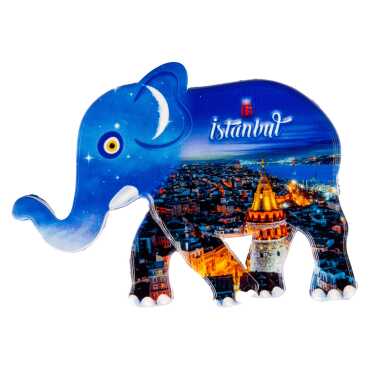 Istanbul Themed Customised UV Printed Plastic Base Elephant Shaped Fridge Magnet 86x62 mm - 15