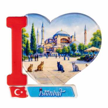 Istanbul Themed Customised UV Printed Plastic Base Heart Shaped Fridge Magnet 86x62 mm - 15