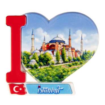 Istanbul Themed Customised UV Printed Plastic Base Heart Shaped Fridge Magnet 86x62 mm - 16