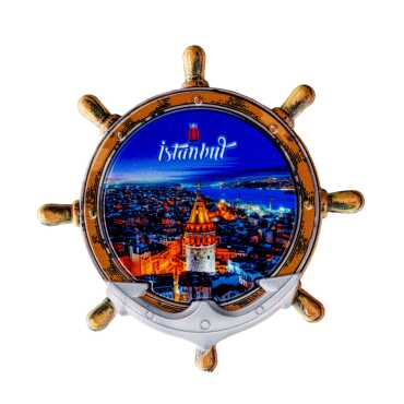 Istanbul Themed Customised UV Printed Plastic Base Marin Rudder Shaped Fridge Magnet 82x82 mm - 4