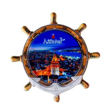 Istanbul Themed Customised UV Printed Plastic Base Marin Rudder Shaped Fridge Magnet 82x82 mm - 4