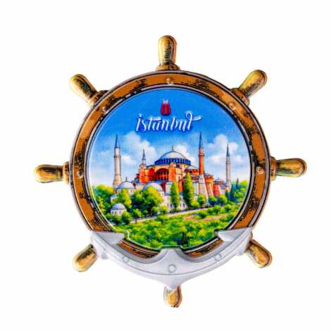 Istanbul Themed Customised UV Printed Plastic Base Marin Rudder Shaped Fridge Magnet 82x82 mm - 10