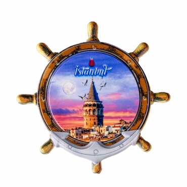 Istanbul Themed Customised UV Printed Plastic Base Marin Rudder Shaped Fridge Magnet 82x82 mm - 15
