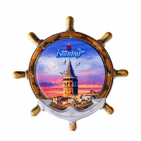 Istanbul Themed Customised UV Printed Plastic Base Marin Rudder Shaped Fridge Magnet 82x82 mm - 15